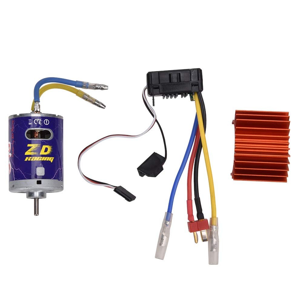 Brush Power Set, Durable 540 Brushed Motor with Cooling Fin + 45A Brushed ESC Set for 1/10 RC Buggy Truggy Truck(Orange) Model Car Accessories