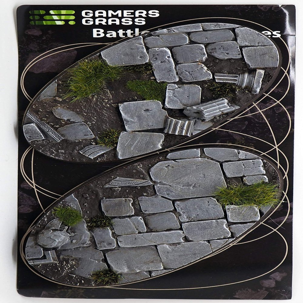 Gamers Grass Battle Ready Bases: Temple Bases Oval 90mm (x2)