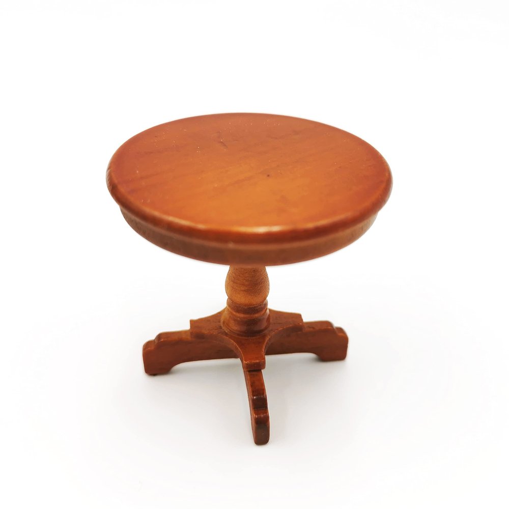 SXFSE Dollhouse Decoration Accessories, 1:12 Dollhouse Furniture Miniature Wooden Round Side Table