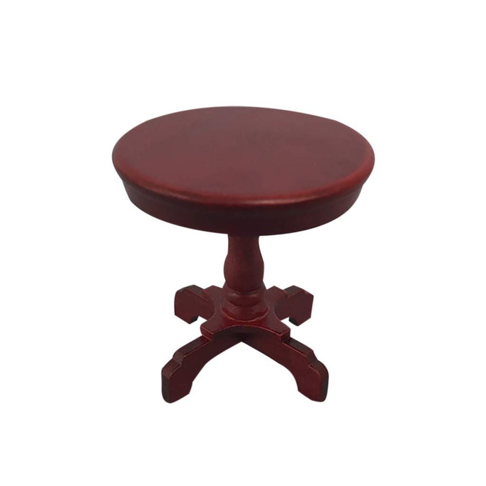 SXFSE Dollhouse Decoration Accessories, 1:12 Dollhouse Furniture Miniature Wooden Round Side Table