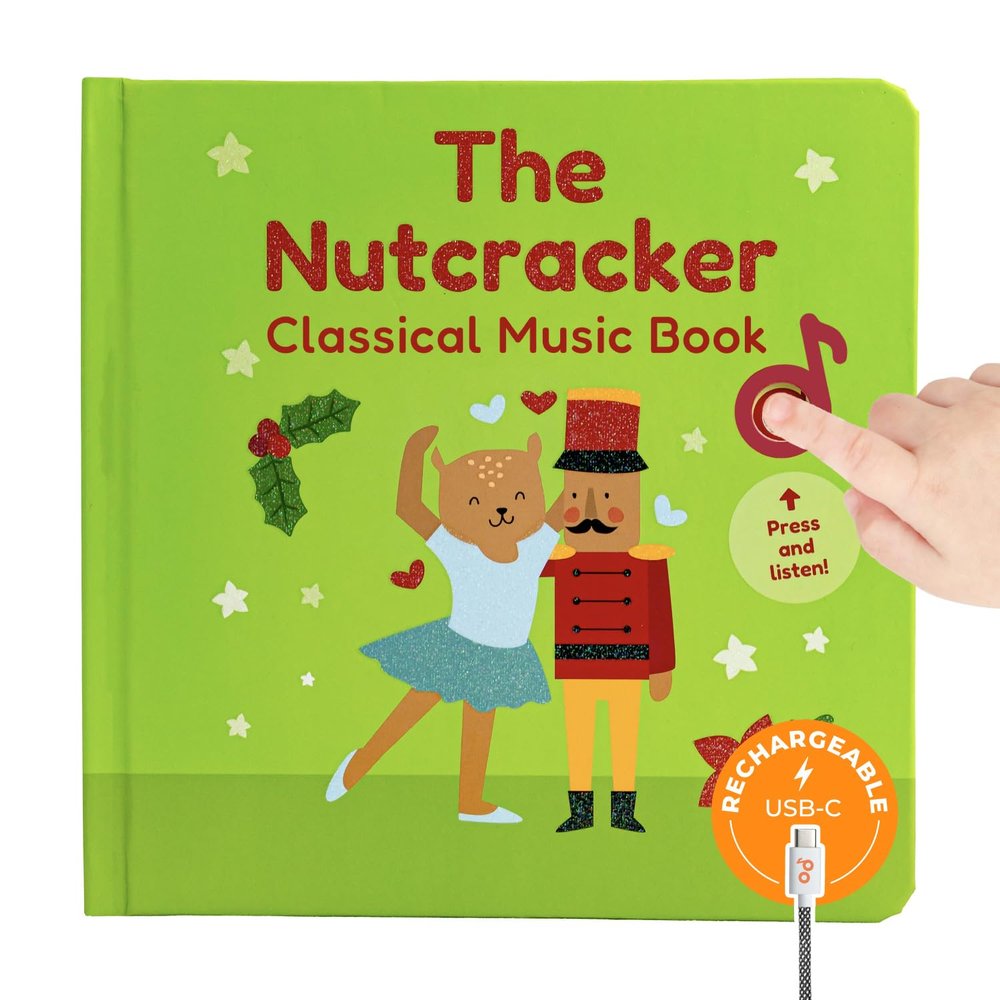Cali's Books The Nutcracker Book for Children - Rechargeable USB Musical Book for Toddlers 1-3, Perfect for Christmas, 6 Excerpts from Tchaikovsky's Nutcracker Classical Music, Ballet for Kids