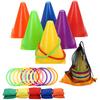 Win SPORTS 3 in 1 Carnival Outdoor,Combo Games Set,Soft Plastic Cones,Cornhole Bean Bags,Ring Toss Game,Kids Birthday Party Outdoor Games Supplies 26 Piece Set view 1