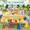 Win SPORTS 3 in 1 Carnival Outdoor,Combo Games Set,Soft Plastic Cones,Cornhole Bean Bags,Ring Toss Game,Kids Birthday Party Outdoor Games Supplies 26 Piece Set view 2