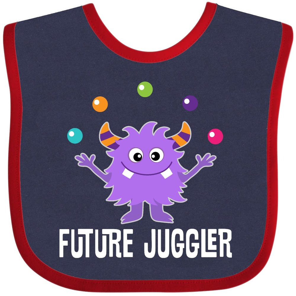 inktastic Juggling Monster Future Juggler Baby Bib Navy and Red 38645