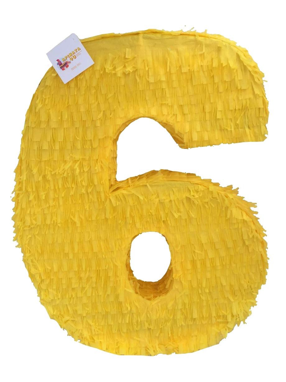 APINATA4U Large 20" Yellow Color Number Six Pinata Sixth Birthday Party Decoration