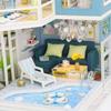 1:24 Cool Beans Boutique Miniature Dollhouse DIY Kit - Wooden Blue Townhouse with Pool + Dust Cover (Assembly Required) M910 view 4