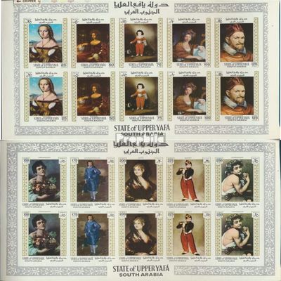 Aden - Upper Yafa 62B-71B Sheetlet (Complete.Issue.) unmounted Mint/Never hinged ** MNH 1967 Paintings - Old Master (Stamps for Collectors) Painting