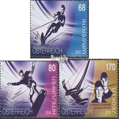 Austria 3396-3398 (Complete.Issue.) 2018 Sports and Water (Stamps for Collectors) Water Sports