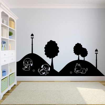 Cute Dog Park Play Friends Puppy Animal Dogs Animals Wall Sticker Art Decal for Girls Boys Room Bedroom Nursery Kindergarten House Fun Home Decor Stickers Wall Art Vinyl Decoration Size (8x10 inch)
