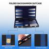 GSE Games & Sports Expert Premium Leather Backgammon Board Game Set, Classic Backgammon Game Set with Leather Case, Travel Folding Board Game (Black&Blue, Large) view 2