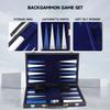 GSE Games & Sports Expert Premium Leather Backgammon Board Game Set, Classic Backgammon Game Set with Leather Case, Travel Folding Board Game (Black&Blue, Large) view 3