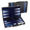 GSE Games & Sports Expert Premium Leather Backgammon Board Game Set, Classic Backgammon Game Set with Leather Case, Travel Folding Board Game (Black&Blue, Medium) view 1