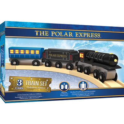 Masterpieces  The Polar Express Train, 3 Piece Set, Officially Licensed Collectors Edition Toy, Wooden Magnetic Engine and Cars, Kids Toddlers Boys and Girls, Ages 3+
