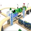 Z MAYABBO Wooden Train Set Accessories Wood Railway Bridge for Railroad Tracks, 2-Level Overpass Compatible for All Railway Tracks System view 4