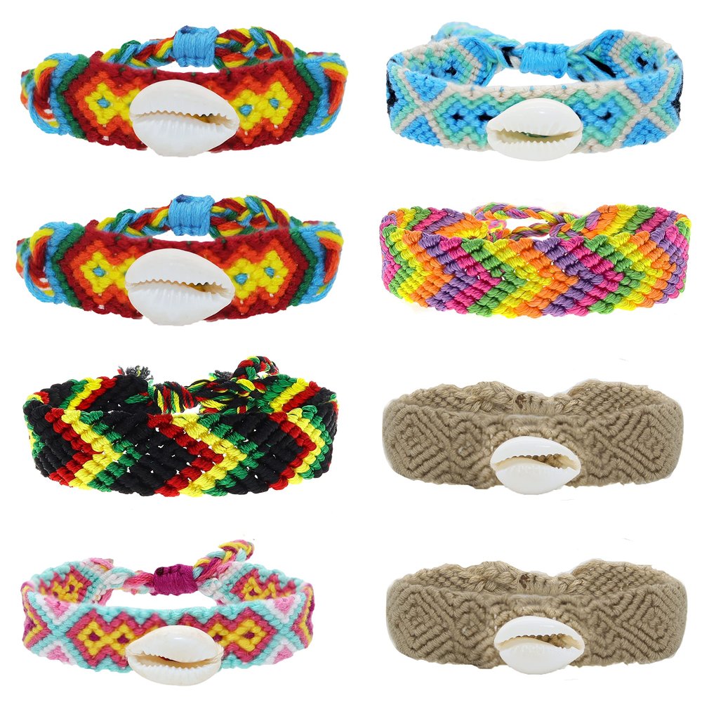 FROG SAC 8 Nepal Woven Friendship Bracelets for Adults, Braided Bracelet for Women, Boho Braided String Jewelry, Cute Braid Bracelet Pack