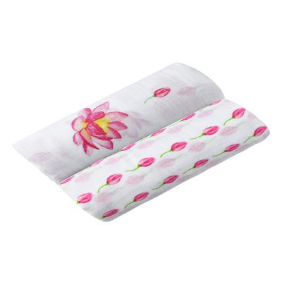 Malabar Baby Certified Organic Swaddle Blanket Set | Luxurious Cotton Muslin Blankets for Girls & Boys | Baby Receiving Swaddles for Newborns & Infants | Unique Gifts, 2 Pack (Enchanted Garden)