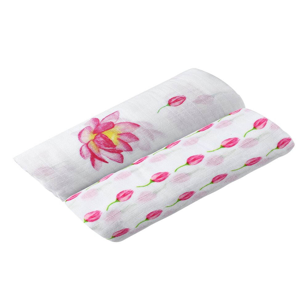 Malabar Baby Certified Organic Swaddle Blanket Set | Luxurious Cotton Muslin Blankets for Girls & Boys | Baby Receiving Swaddles for Newborns & Infants | Unique Gifts, 2 Pack (Enchanted Garden)