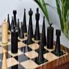 1940s Art Deco Series Weighted Staunton Chess Pieces in Ebonized Boxwood & Natural Boxwood  3.8" King | Handcrafted Wooden Chessmen for Collectors & Tournament Play by Chessbazaar view 4