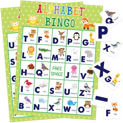 Fancy Land Alphabet Bingo Game Letter Learning Educational Game for Kids School Classroom Home Birthday Party Supplies 24 Players