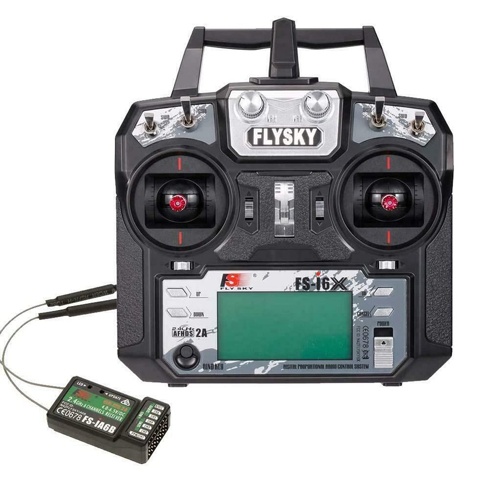 FLYSKY FS-i6X 10CH 2.4GHz RC Transmitter Controller with FS-iA6B Receiver Upgrade Cable for RC Boat Racing Drone (Mode_2)