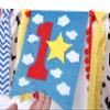 WAOUH Highchair Banner for 1st Birthday - First Baby Party Theme Decoration, Fabric Garland Cake Smash Photo Prop, Souvenir and Gifts (Blue Boy Girl Banner) view 3