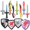 Liberty Imports 12 Pack Foam Swords and Shields Playset, Medieval Combat Ninja Warrior Weapons Costume Role Play Accessories for Kids Party Favors view 1