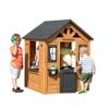 Backyard Discovery Sweetwater Cedar Wooden Kids Playhouse Cottage with Play Kitchen, Snack Bar, Half Door, Toy Phone, Windows, Flowerpot Holders, and Working Doorbell for Outdoor Imaginative Play view 1