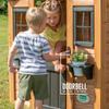 Backyard Discovery Sweetwater Cedar Wooden Kids Playhouse Cottage with Play Kitchen, Snack Bar, Half Door, Toy Phone, Windows, Flowerpot Holders, and Working Doorbell for Outdoor Imaginative Play view 4