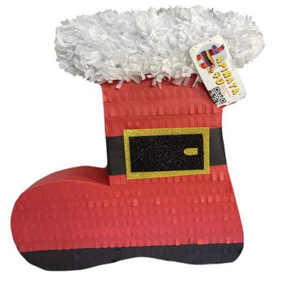 APINATA4U Santa Claus Boot Pinata, Handmade Christmas Stocking Pinata for Holiday Events, Xmas Party Supplies and Decorations, Santa Shoe Gift for Kids, Holiday Celebration Party Decor