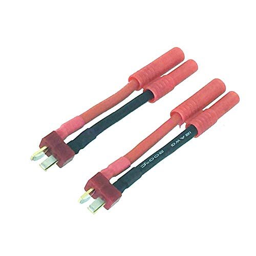 2pcs HXT 4mm Bullet Banana to T-Plug Deans Male 12AWG 5CM Wire for RC Turnigy