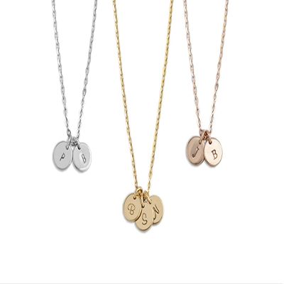 Endless Story 6mm Personalized Tiny Disk Necklace,Custom Initial Necklace,Kids Multi-Tag Initial Disk Necklace (Silver)