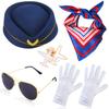 Beelittle Women's Stewardess Costume Accessories Flight Attendant Hat with Air Hostess Cosplay Costume Accessories (Navy1) view 1