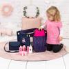 Bayer Design Doll Travel Set with Portable Bed - Navy-Pink-Unicorn Pretend Care Accessories for Dolls Up to 16 Inches view 2