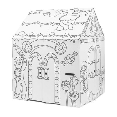 Easy Playhouse Gingerbread House - Kids Art & Craft for Indoor Fun, Color Favorite Holiday Sweets & Winter Friends Decorate & Personalize a Cardboard Fort, 32" X 26. 5" X 40. 5"