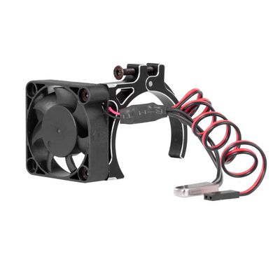 GoolRC RC Car Motor Heatsink Cooling Fan with Thermal Sensor CNC Aluminum Alloy Clamp Heatsink for 4268 4274 Motors 1/8 1/10 Buggy Cars (Black)