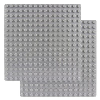 BOROLA Classic Large-Sized Bricks Baseplates 10" x 10", Multi-Color Building Brick Base Plate Compatible with Most Major Brands Perfect for Creative Play(2PCS,Gray)