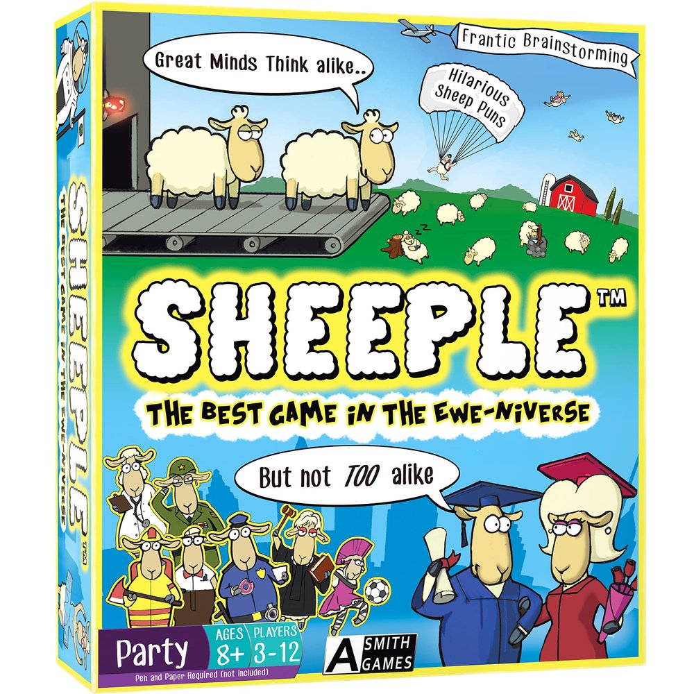 SHEEPLE - Hilarious Party Game for Family Game Night - Easy & Fun for Big Groups of 4-12 Players  Word Play Fun for Adults, Teens, and Kids  30 Minutes  Ages 8 & Up  Funny Sheep Gifts