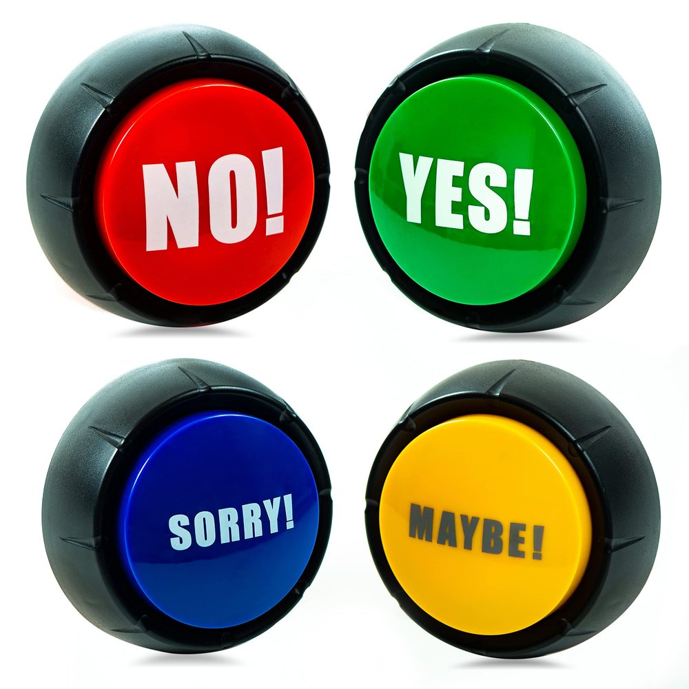 Granatan Yes No Button & Maybe Sorry Button, Answer Buzzers Set of 4 Buzzers for Game Show, Sound Button, Gag Gifts