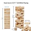 ApudArmis Giant Tumble Tower (Stack from 2Ft to Over 4.2Ft), 54 PCS Pine Wooden Stacking Timber Game with 1 Dice Set - Classic Block Giant Outdoor Game for Teens Adults Family view 3