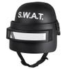 01408 - Kinderhelm SWAT deluxe - Visirhelm SWAT, schwarz-wei, Kinnriemen, durchsichtiges Visir, hochklappbar, one size, Karneval, Halloween, Mottoparty, Geburtstag, Fasching, Verkleidung, view 1