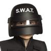 01408 - Kinderhelm SWAT deluxe - Visirhelm SWAT, schwarz-wei, Kinnriemen, durchsichtiges Visir, hochklappbar, one size, Karneval, Halloween, Mottoparty, Geburtstag, Fasching, Verkleidung, view 2