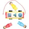 Constructive Playthings 7.8" x 4" x 6" Wooden Pull Along School Bus with 3 Shape Matching Riders for Ages 2 Years and Up view 4