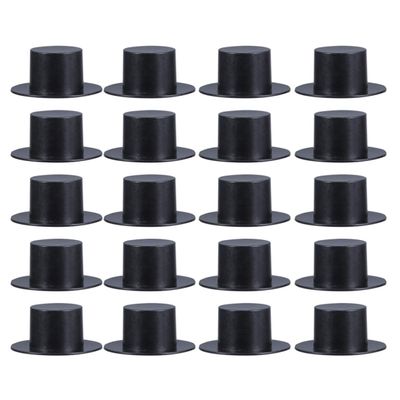 NUOBESTY 50pcs Mini Plastic Top Hats Black Snowman Hats Christmas Wine Bottle Decor Party Supplies