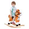 Qaba Kids Plush Toy Rocking Horse Ride on with Realistic Sounds - Brown view 1
