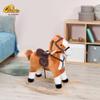 Qaba Kids Plush Toy Rocking Horse Ride on with Realistic Sounds - Brown view 2
