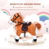 Qaba Kids Plush Toy Rocking Horse Ride on with Realistic Sounds - Brown view 3