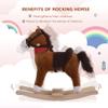 Qaba Kids Ride on Rocking Horse Plush Toy with Realistic Sounds and Red Scarf for Over 3 Years Old Birth Gift view 3