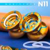 MAGICYOYO N11 Professional Unresponsive Alloy Yoyo Dual Purpose Trick Yo Yo with Responsive Bearing Kit + Bag + Glove +12 Strings - Golden Blue view 3