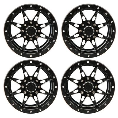 Tbest 4 PCS Wheel Rim, 1.9inch Hub Wheel Rim Aluminium Alloy Beadlock Wheel Rims Set for 1/10 Crawler Car(Black)