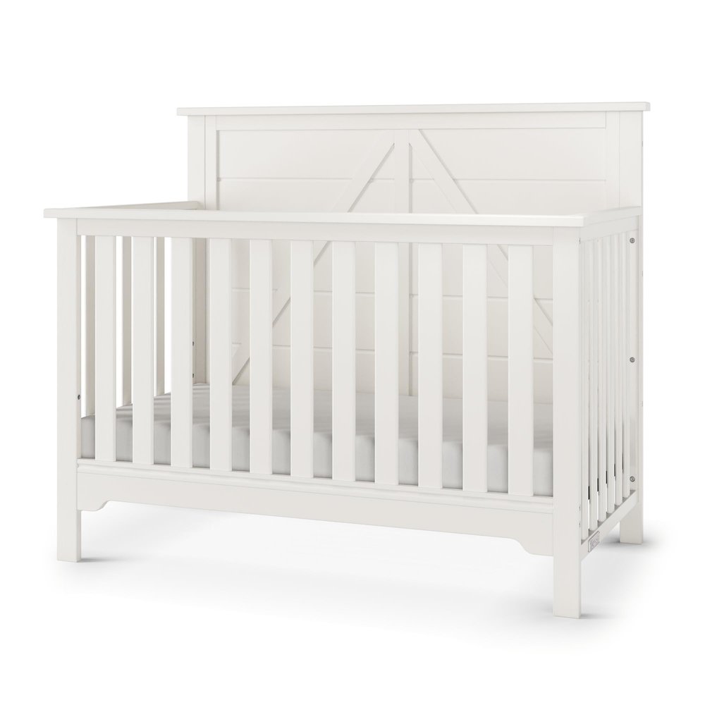 Child Craft Woodland 4-in-1 Convertible Crib, Baby Crib Converts to Day Bed, Toddler Bed and Full Size Bed, 3 Adjustable Mattress Positions, Non-Toxic, Baby Safe Finish (Brushed Cotton)